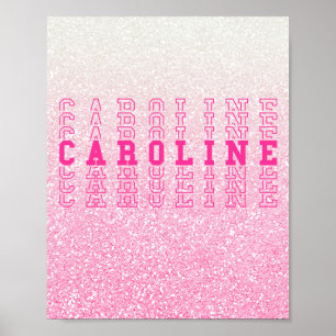 Poster Nom de répétition personnalisée Caroline Pink