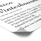 Poster Nom Définition Script chic noir et blanc (Coin)