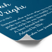 Poster Nom Définition Script Moderne Bleu Fun (Coin)