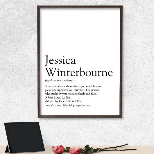 Poster Nom Définition Typographie noir et blanc