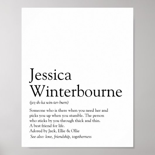 Poster Nom Définition Typographie noir et blanc (Devant)