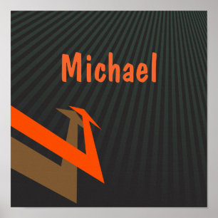 Poster Nom d'enfant personnalisé Noir avec flèche moderne