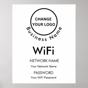 Poster Nom d'entreprise personnalisé Détails et logo Wifi