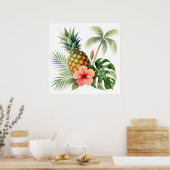 Poster Nom d'été Fleur de Hawaï Ananas & Hibiscus (Cuisine)
