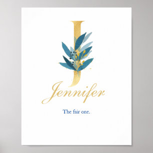 Poster Nom d'impression de la nurserie, Lettre J, décorat