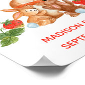 Poster Nom du bébé Anniversaire Baby Bunny Fraise Nursery (Coin)