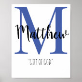 Poster Nom du bébé personnalisable Signification de la ch (Devant)