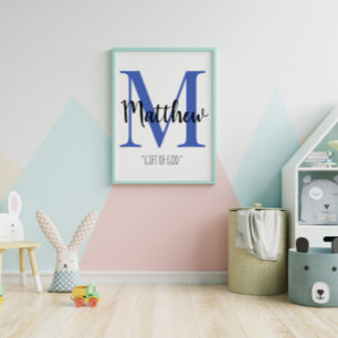 Poster Nom du bébé personnalisable Signification de la ch