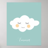 Poster Nom du bébé Sleepy Kawaii Cloud Pastel (Devant)