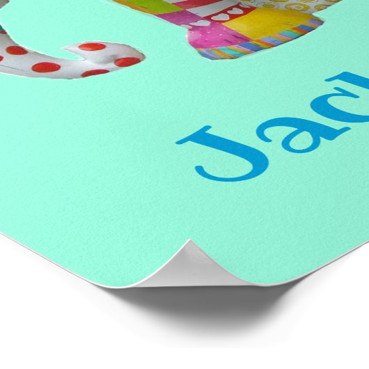 Poster Nom du garçon Cute jouet patchwork éléphant (Coin)