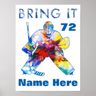 Poster Nom du gardien de hockey personnalisé Numéro de l'