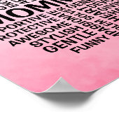 Poster Nom du nuage de mot maman Pink Ombre (Coin)