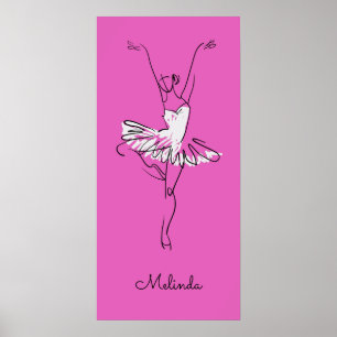 Poster Nom et couleur personnalisés Ballerina