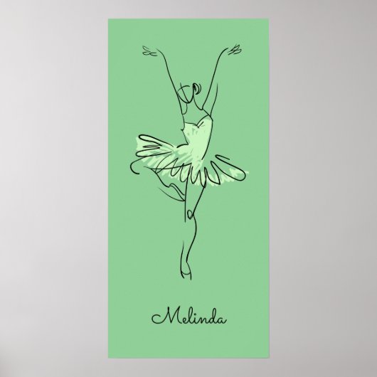 Poster Nom et couleur personnalisés Ballerina (Devant)