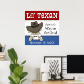 Poster Nom et date d’naissance de Lil’ Texan (Bureau à domicile)