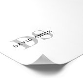 Poster Nom et monogramme modernes | Blanc noir et gris (Coin)