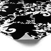 Poster Nom et monogramme rouge damas rayures (Coin)