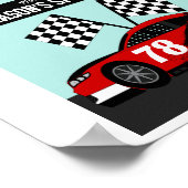 Poster Nom et numéro de voiture de course sur le mur (Coin)