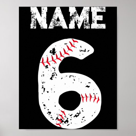 Poster Nom Et Numéroté 6 Baseball Équipe De Baseball T Sh (Devant)