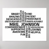 Poster Nom et traits du nuage de mots de l'enseignant (Devant)