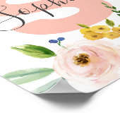 Poster Nom floral Girl Baby Personalized Boho Nursery (Coin)