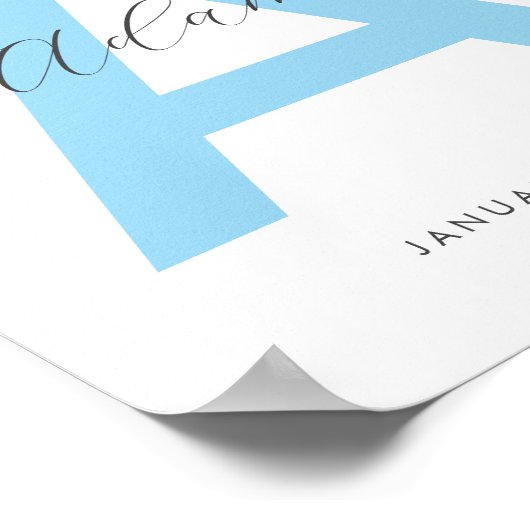 Poster Nom initial bleu personnalisé (Coin)