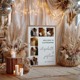 Poster Nom minimaliste moderne Grille photo Mariage Accue