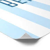 Poster Nom moderne bleu pâle et blanc rayé (Coin)