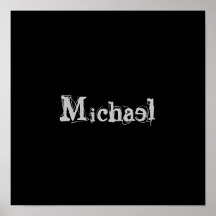 Poster Nom monogramme moderne minimaliste noir blanc