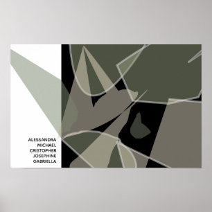 Poster Nom personnalisé Abstrait Neutre Noir Blanc Vert T