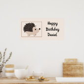 Poster Nom personnalisé & Anniversaire Hérisson animal (Cuisine)