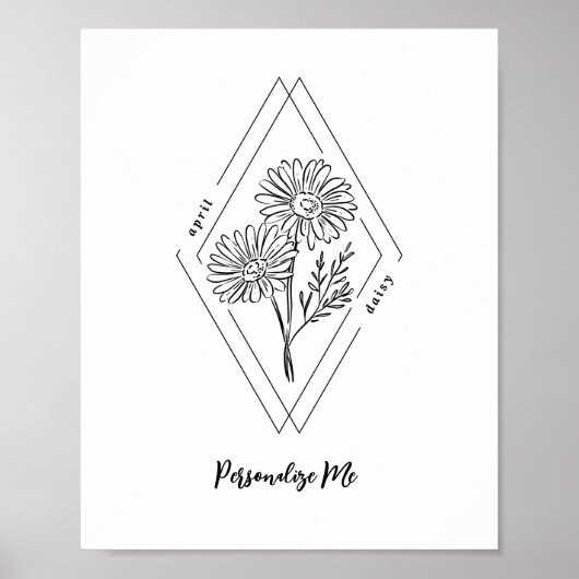 Poster Nom personnalisé April Daisy Flower (Devant)
