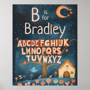 Poster Nom personnalisé Baby Boys Nursery Alphabet