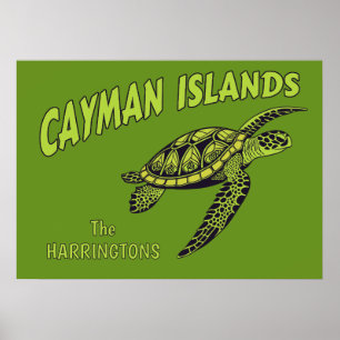 Poster Nom personnalisé Cayman Islands Sea Turtle