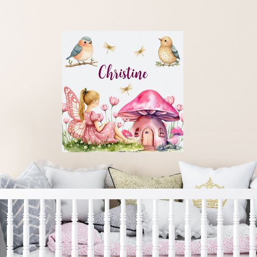 Poster Nom personnalisé Champignons poilus roses