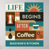 Poster Nom personnalisé Citations de café coloré (Devant)