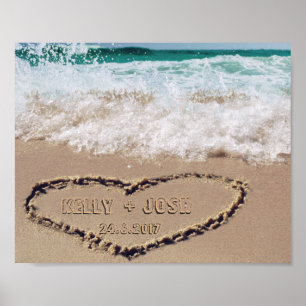 Poster Nom Personnalisé Dans L'Image De Sable De Coeur