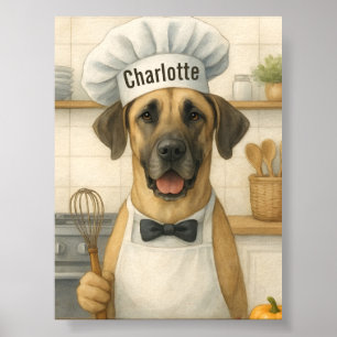 Poster Nom personnalisé drôle Grand Danois Chien Chef