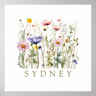 Poster Nom personnalisé fleur sauvage