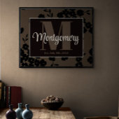 Poster Nom personnalisé Imprimé Noir Marron Floral