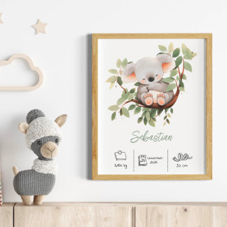 Poster Nom personnalisé koala nursery art imprimer