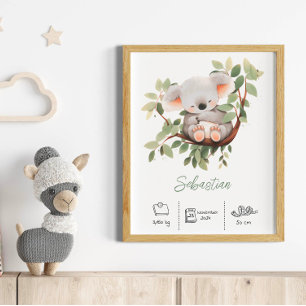 Poster Nom personnalisé koala nursery art imprimer