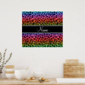 Poster Nom personnalisé motif léopard arc-en-ciel (Cuisine)