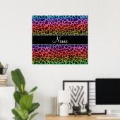 Poster Nom personnalisé motif léopard arc-en-ciel (Bureau à domicile)