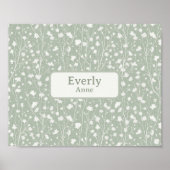 Poster Nom personnalisé Nursery Decor Farmhouse Floral (Devant)