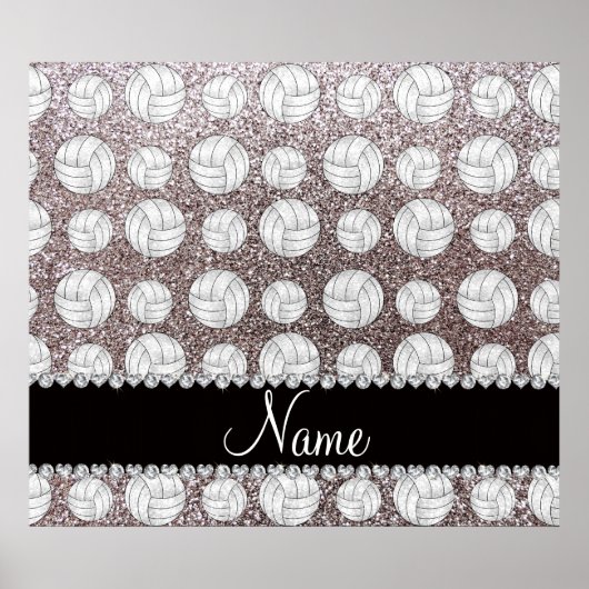 Poster Nom personnalisé parties scintillant argent volley (Devant)