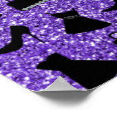 Poster Nom personnalisé parties scintillant violet hauts (Coin)