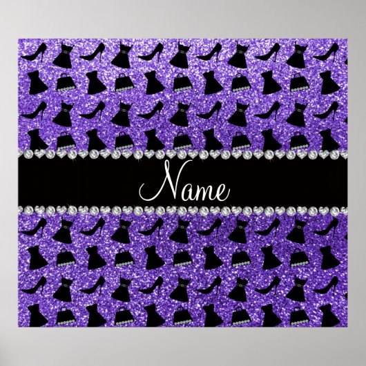 Poster Nom personnalisé parties scintillant violet hauts (Devant)