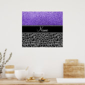 Poster Nom personnalisé parties scintillant violet noir l (Cuisine)