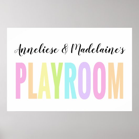 Poster Nom personnalisé Pastel Rainbow Playroom (Devant)